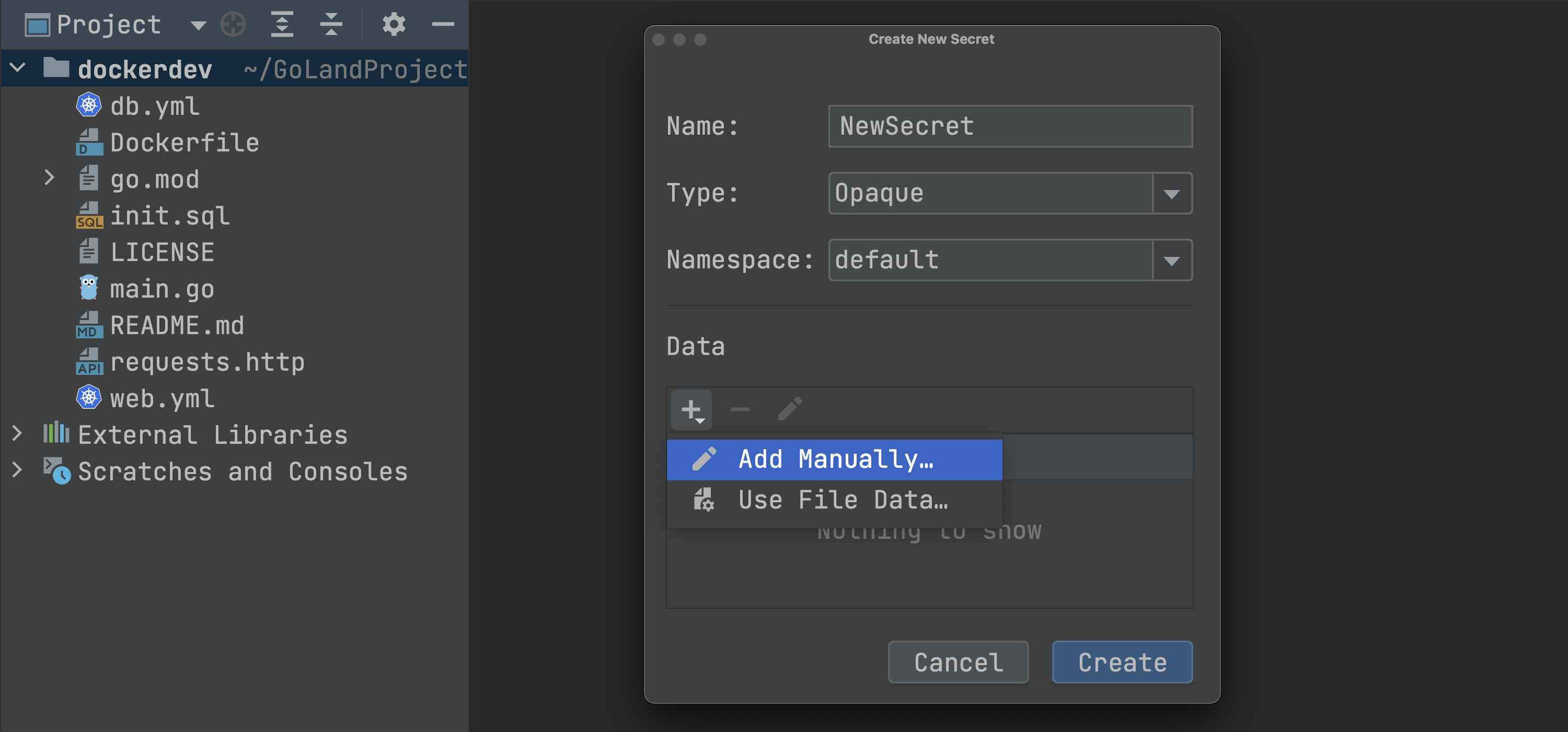 Adding a new Kubernetes Secret